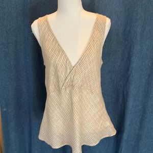 CP Shades 🤎 Brown/White/Silver Sparkle Plaid Cross-Over Tank Top. Size M.